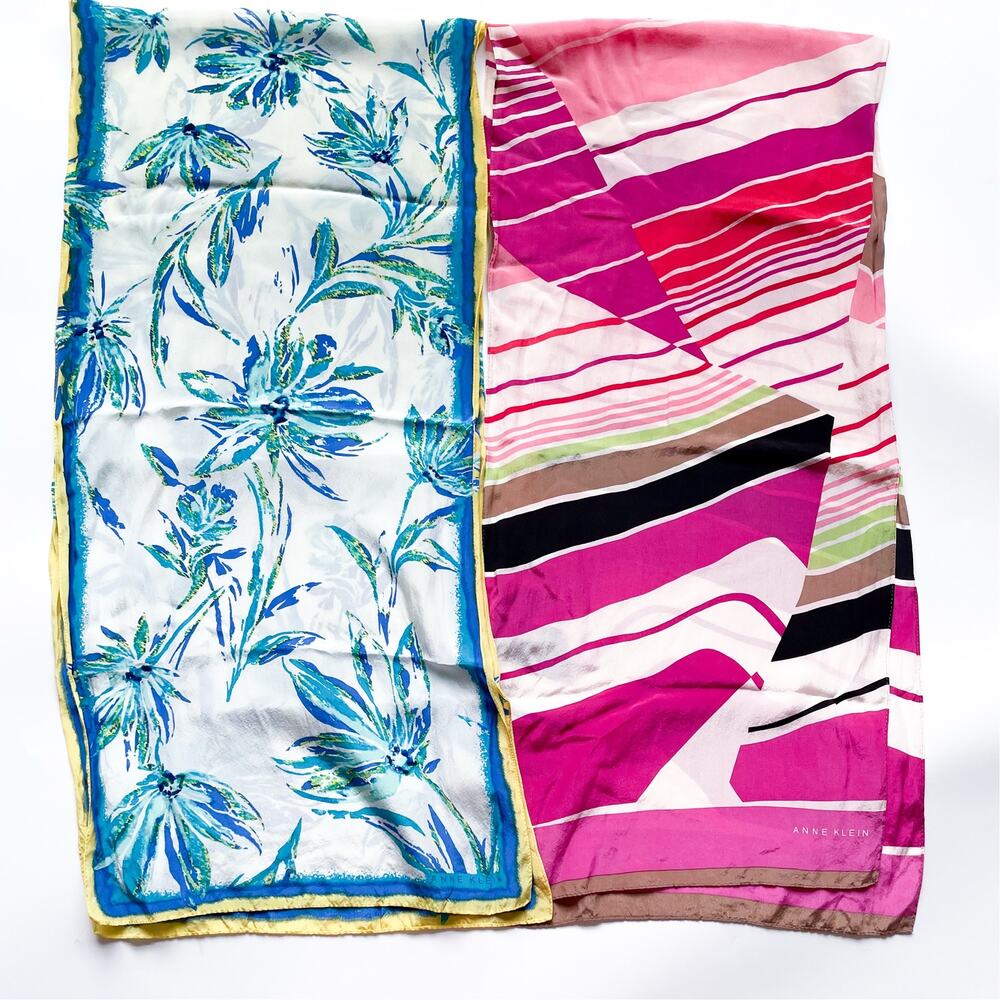 Vintage Anne Klein Silk Scarf Bundle of 2